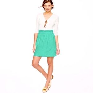 J. CREW Teal Green Size 00 Cotton Linen Paperbag Mini City Skirt